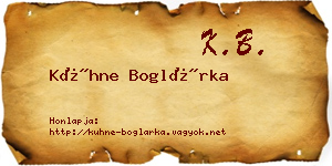 Kühne Boglárka névjegykártya